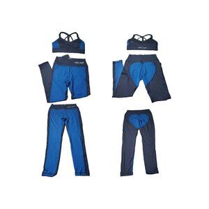 LOT OF 4 NEW EVREE X Barbella Bra 3 Pants Set Womens Large Blue Sports Legging